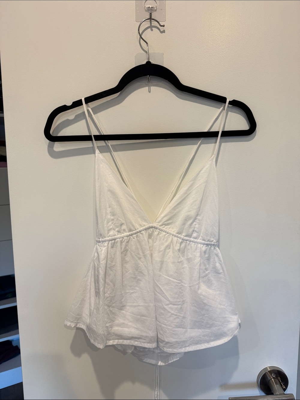 Faithfull the Brand White V-Neck Peplum Cami